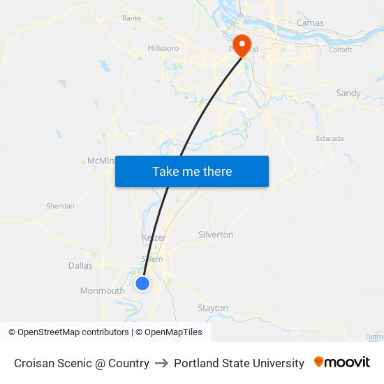 Croisan Scenic @ Country to Portland State University map