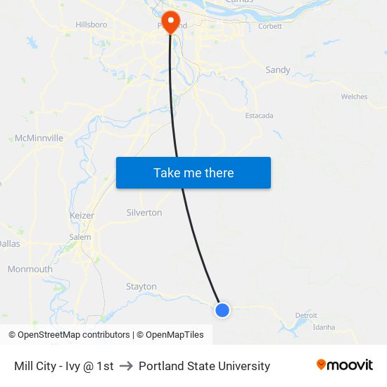 Mill City - Ivy @ 1st to Portland State University map