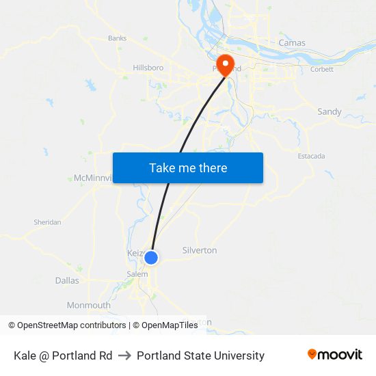 Kale @ Portland Rd to Portland State University map