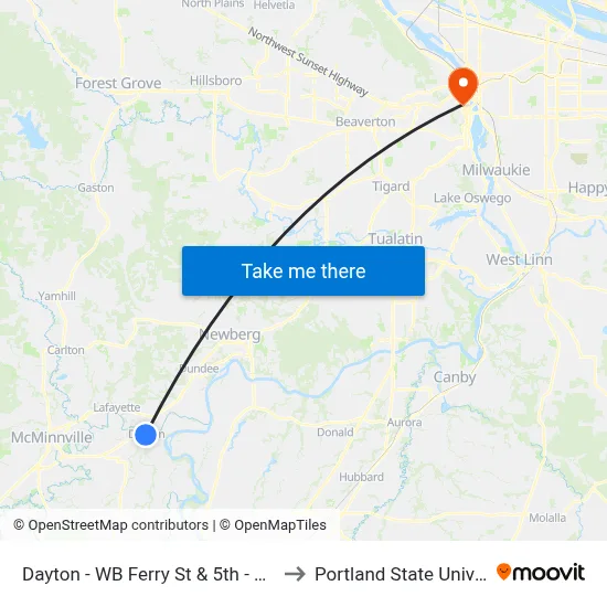Dayton - WB Ferry St & 5th - City Hall to Portland State University map