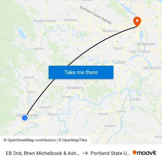 EB 2nd, Btwn Michelbook & Ash - St. Barnabas to Portland State University map