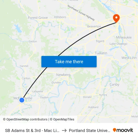 SB Adams St & 3rd - Mac Library to Portland State University map