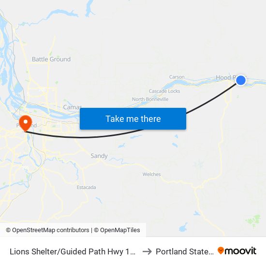Lions Shelter/Guided Path Hwy 14 & Wind Ranch Rd Bn to Portland State University map