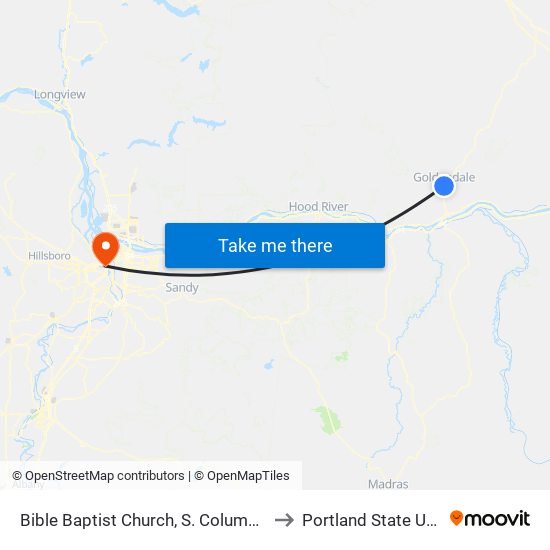 Bible Baptist Church, S. Columbus & Nesbitt to Portland State University map
