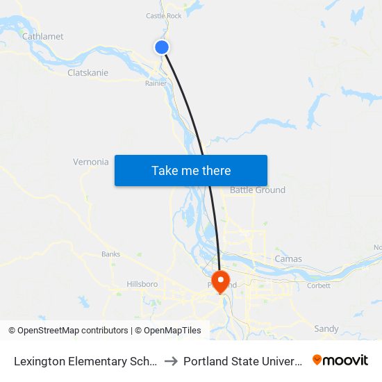 Lexington Elementary School to Portland State University map