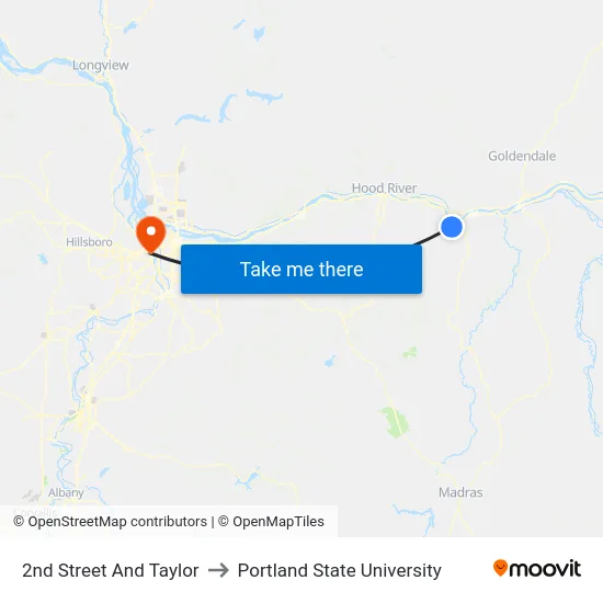 2nd Street And Taylor to Portland State University map