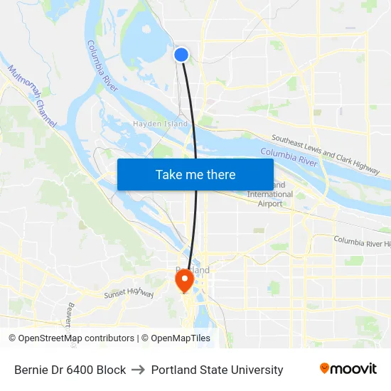 Bernie Dr 6400 Block to Portland State University map