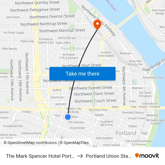 The Mark Spencer Hotel Portland to Portland Union Station map