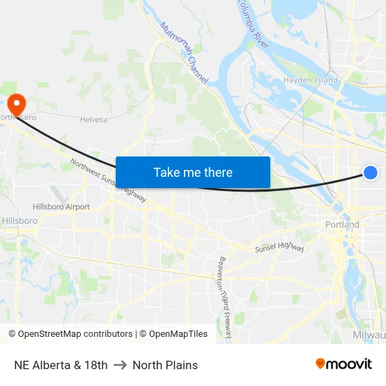 NE Alberta & 18th to North Plains map