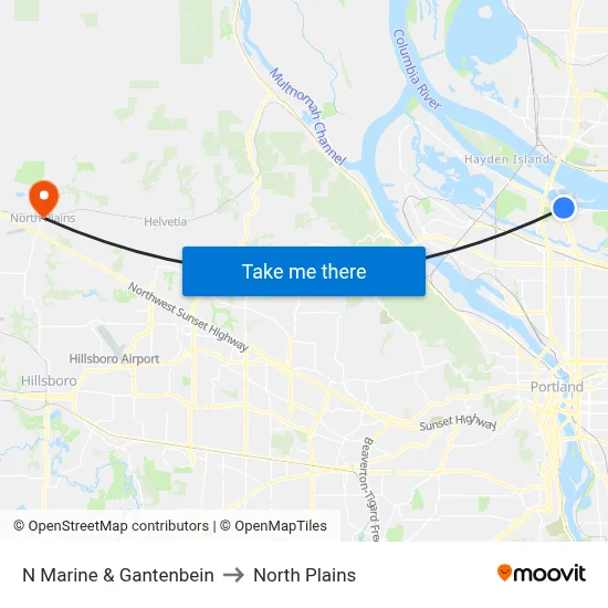 N Marine & Gantenbein to North Plains map