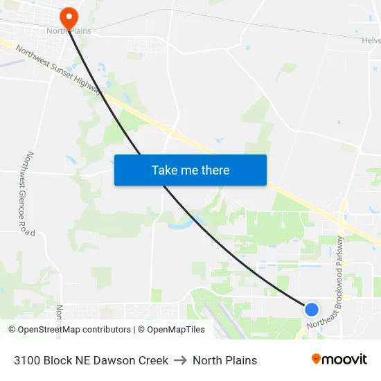 3100 Block NE Dawson Creek to North Plains map