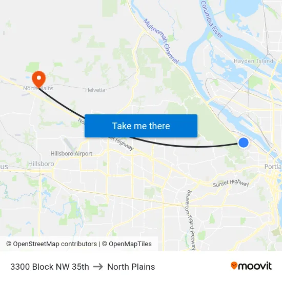 3300 Block NW 35th to North Plains map
