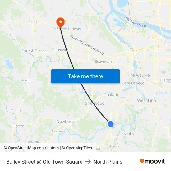 Bailey Street @ Old Town Square to North Plains map