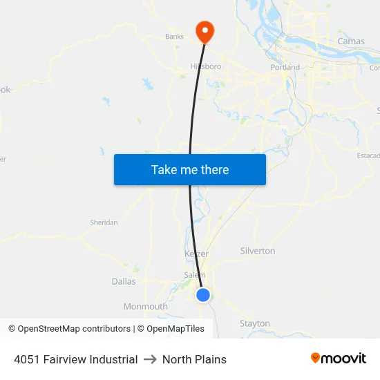 4051 Fairview Industrial to North Plains map