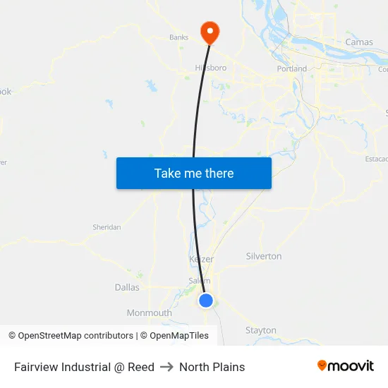 Fairview Industrial @ Reed to North Plains map