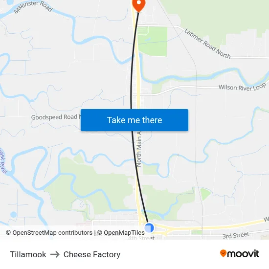 Tillamook to Cheese Factory map