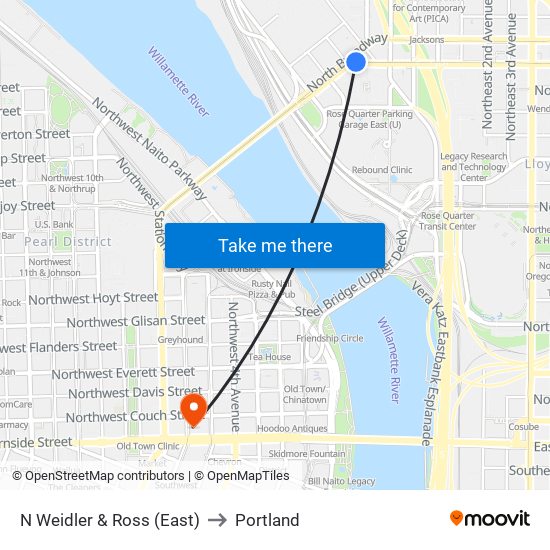 N Weidler & Ross (East) to Portland map