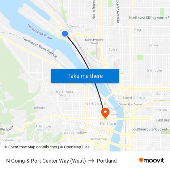 N Going & Port Center Way (West) to Portland map