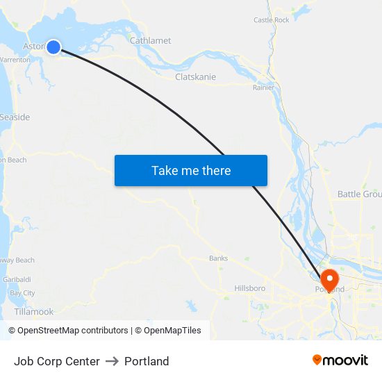 Job Corp Center to Portland map