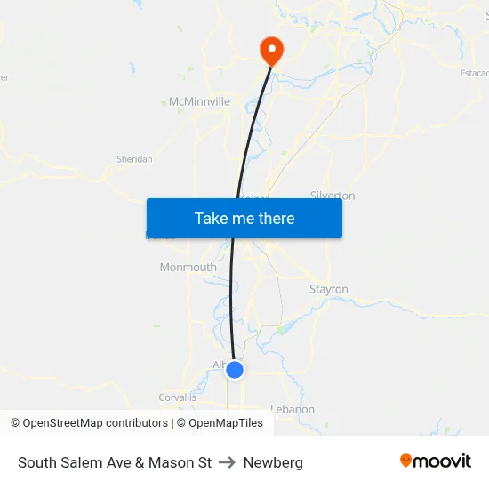 South Salem Ave & Mason St to Newberg map