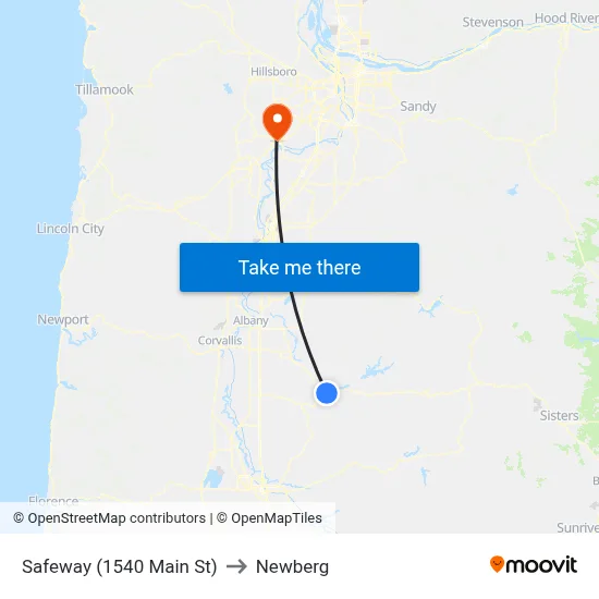 Safeway (1540 Main St) to Newberg map