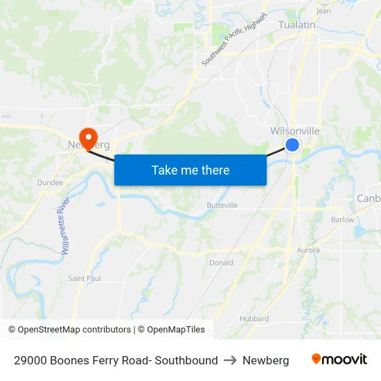 29000 Boones Ferry Road- Southbound to Newberg map