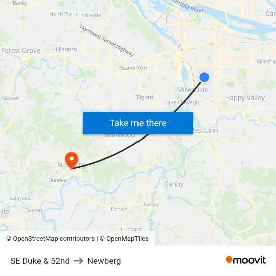 SE Duke & 52nd to Newberg map