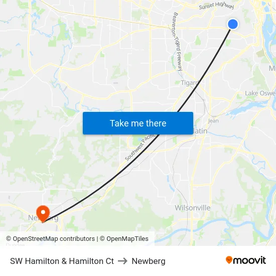 SW Hamilton & Hamilton Ct to Newberg map