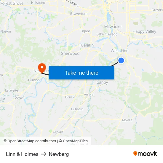 Linn & Holmes to Newberg map