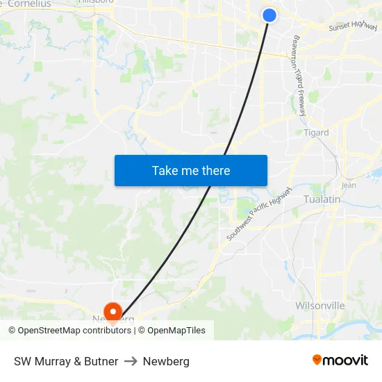 SW Murray & Butner to Newberg map