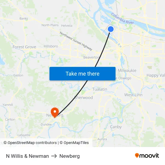 N Willis & Newman to Newberg map