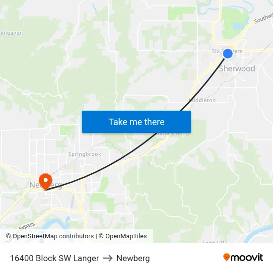 16400 Block SW Langer to Newberg map