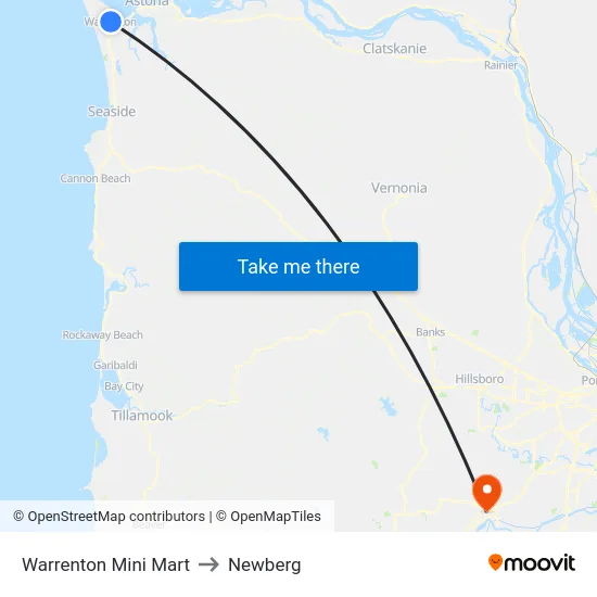 Warrenton Mini Mart to Newberg map