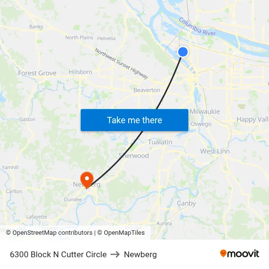 6300 Block N Cutter Circle to Newberg map