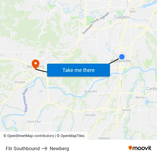 Flir Southbound to Newberg map