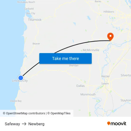 Safeway to Newberg map