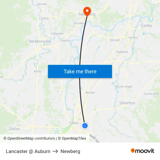 Lancaster @ Auburn to Newberg map