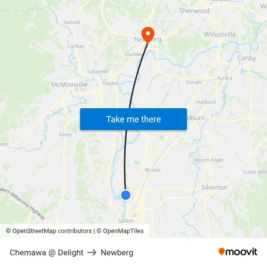 Chemawa @ Delight to Newberg map