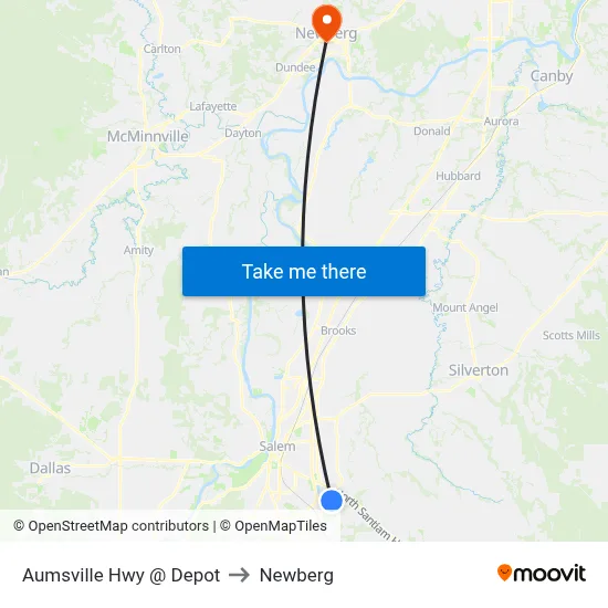 Aumsville Hwy @ Depot to Newberg map