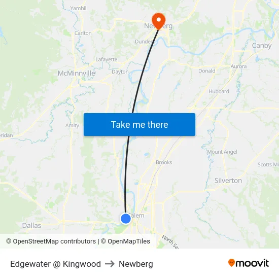Edgewater @ Kingwood to Newberg map