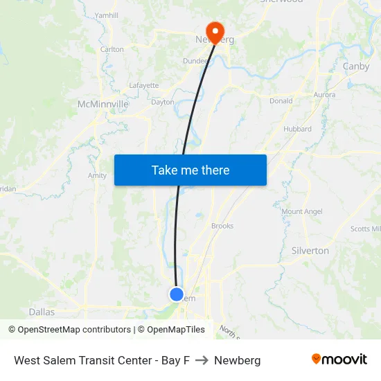 West Salem Transit Center - Bay F to Newberg map