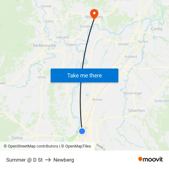 Summer @ D St to Newberg map