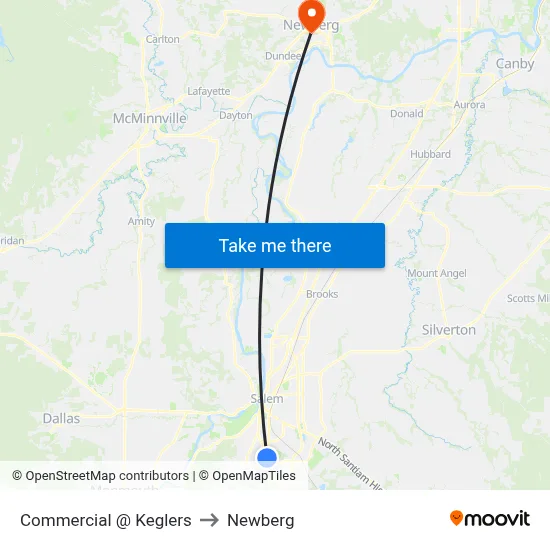 Commercial @ Keglers to Newberg map