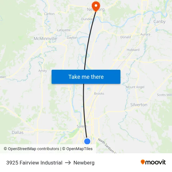 3925 Fairview Industrial to Newberg map