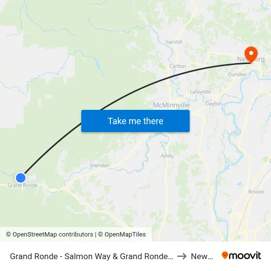 Grand Ronde - Salmon Way & Grand Ronde - Comm Ctr to Newberg map