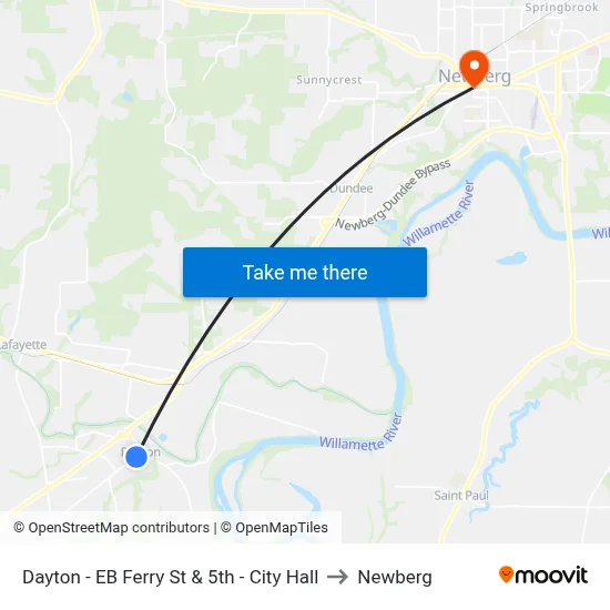 Dayton - EB Ferry St & 5th - City Hall to Newberg map