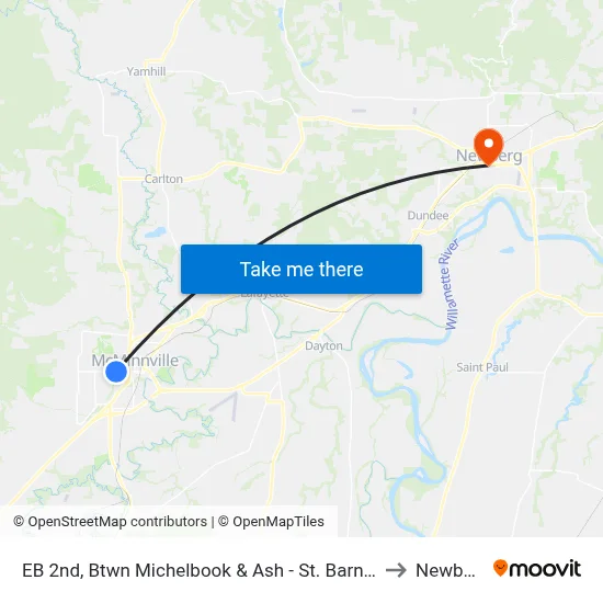 EB 2nd, Btwn Michelbook & Ash - St. Barnabas to Newberg map