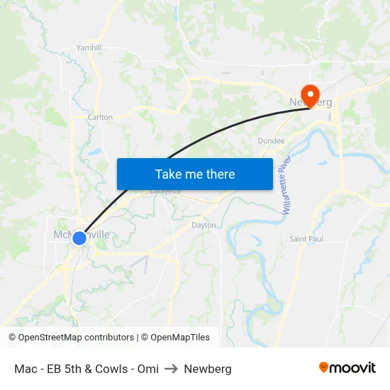 Mac - EB 5th & Cowls - Omi to Newberg map