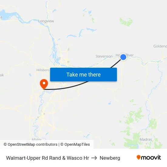 Walmart-Upper Rd Rand & Wasco Hr to Newberg map