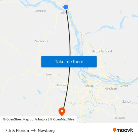 7th  & Florida to Newberg map